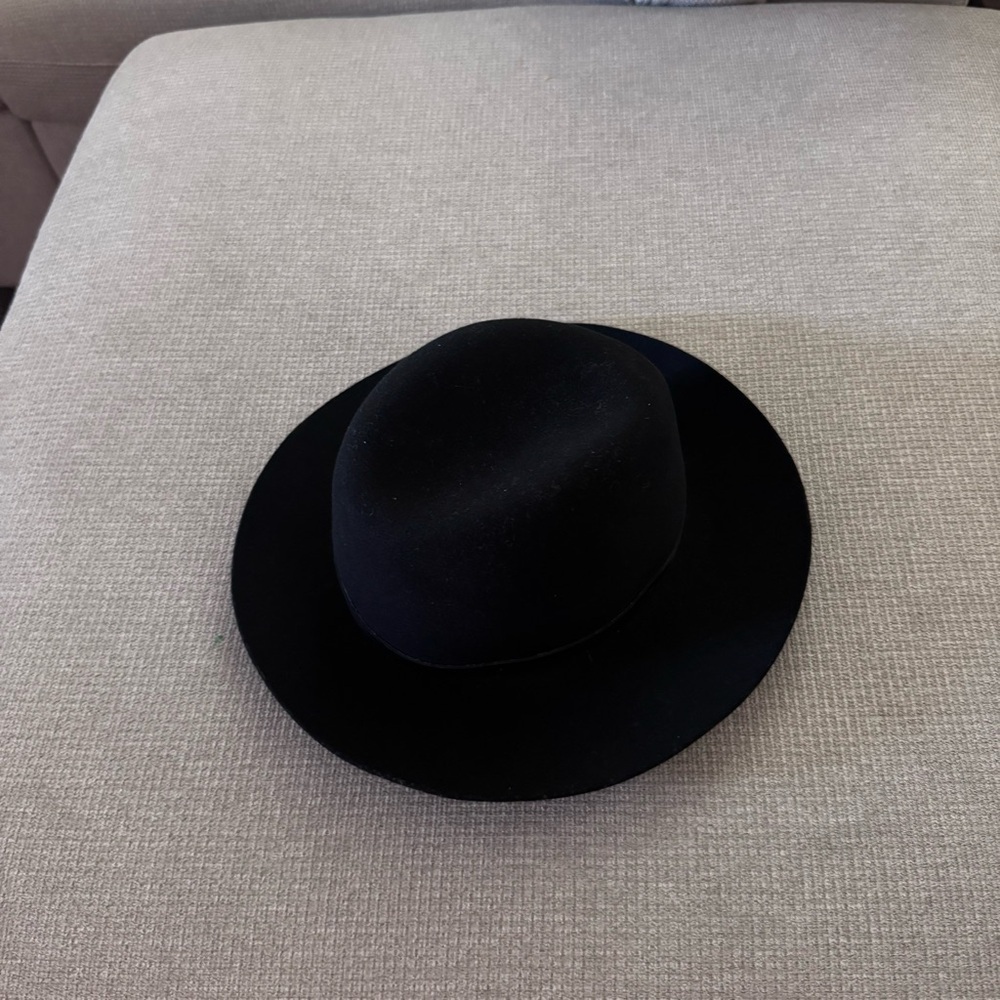 rag & bone Sleek Black Fedora wool hat size small